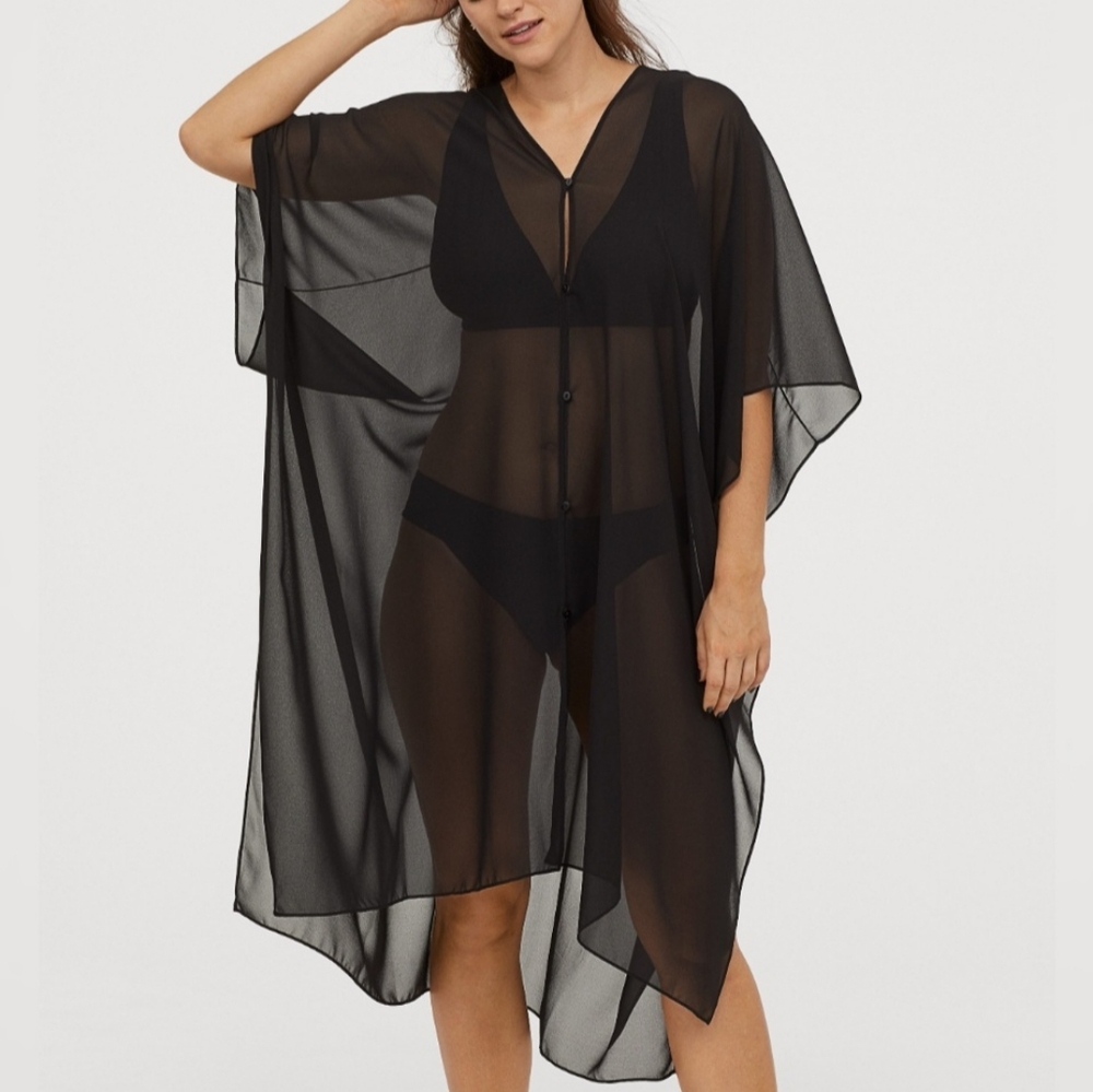 NWT H&M Black Sheer Beach Coverup